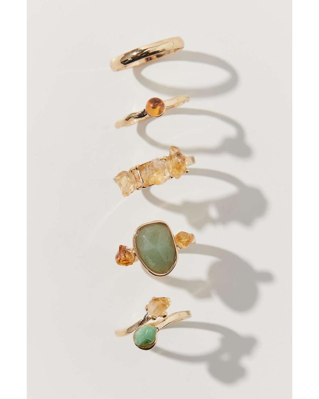 Urban Outfitters Marseille Genuine Stone Ring Set in Green | Lyst