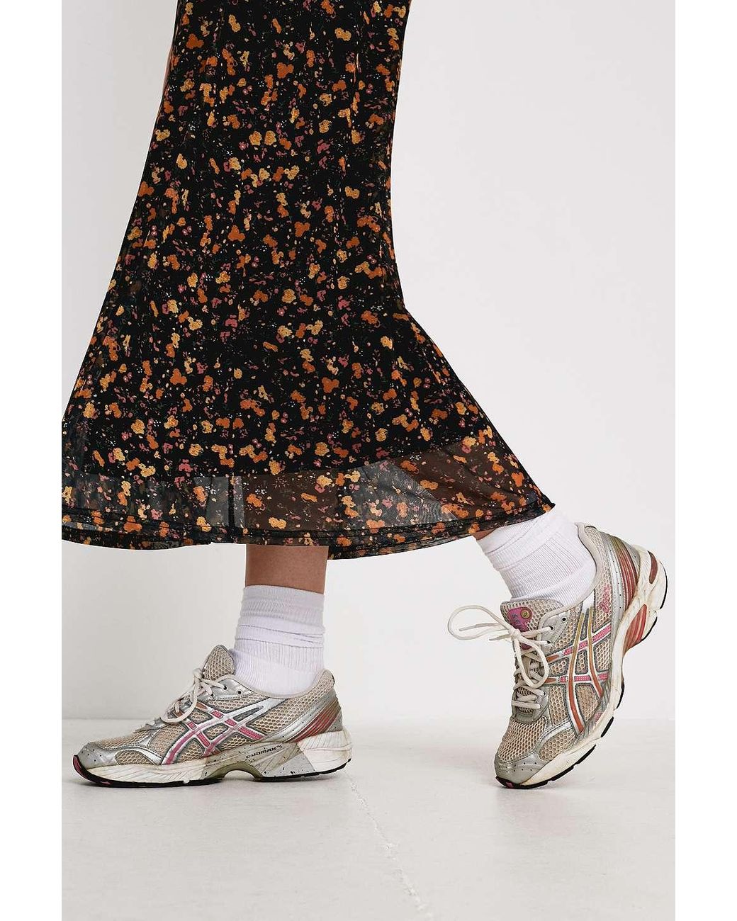 Urban Outfitters Uo Ditsy Floral Mesh Maxi Slip Dress in Black | Lyst UK