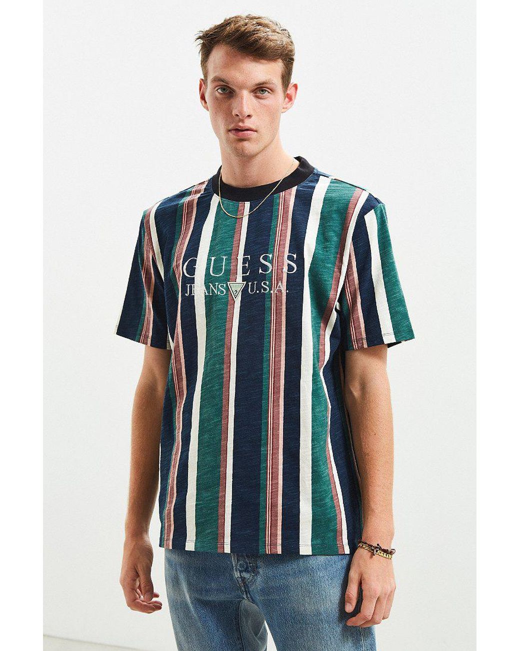 Guess Cotton UO Exclusive 81 Sayer Stripe T-shirt in Blue for Men | Lyst