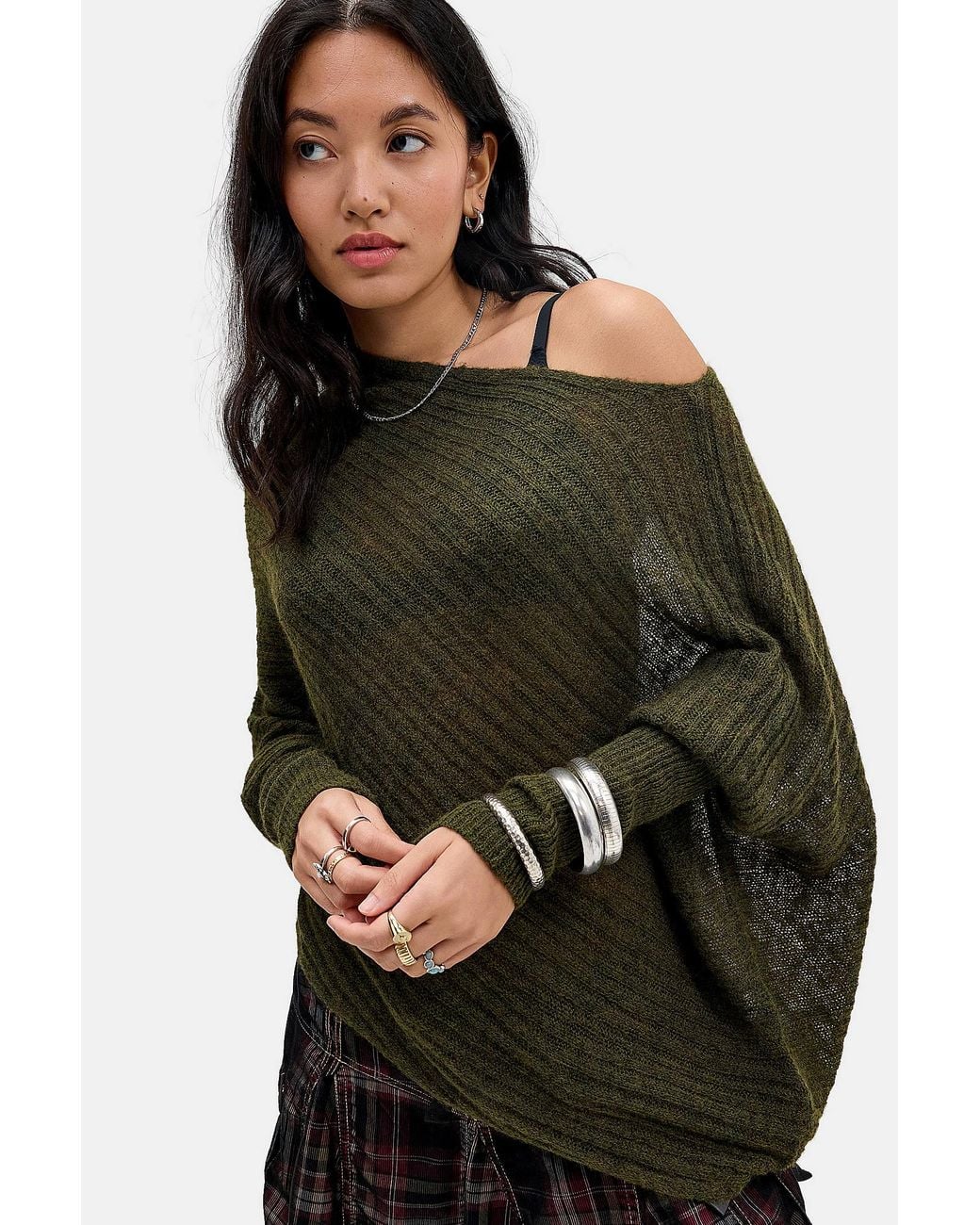 Urban Outfitters Black Uo Sidney Sheer Poncho Top