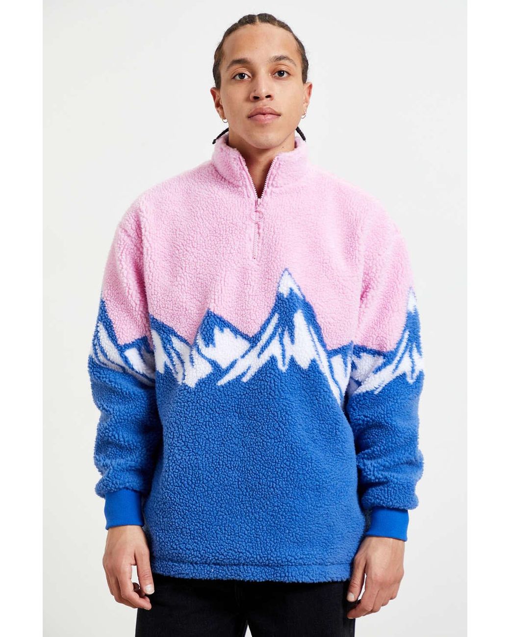 Lazy Oaf Snow Mountain Zip Fleece Sweatshirt in Blue for Men | Lyst