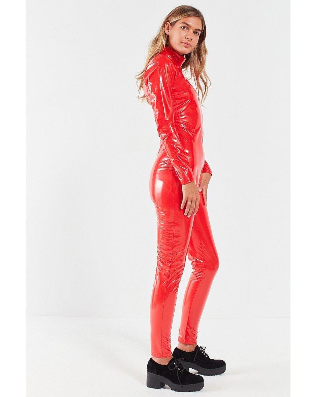 Buy Britney Inspired Red Stretch Vinyl PU Catsuit Oops I Did It Again  Turtle Neck Faux Leather Jumpsuit Halloween Costume XS S M L XL Xxl Online  in India - Etsy