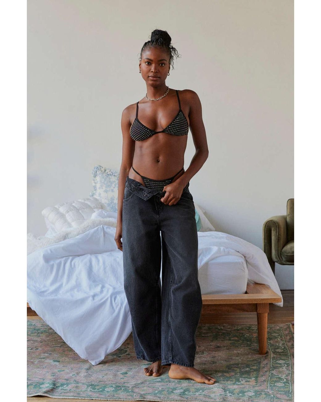 Out From Under Donatella Diamante Bralette In Black,at Urban Outfitters in  Brown