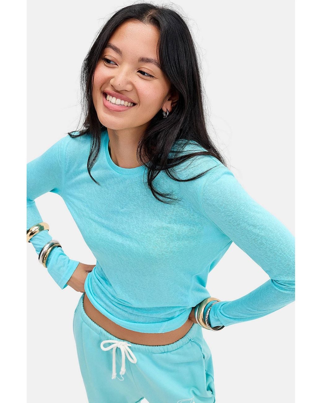 Jaded London Blue Mist Long Sleeve Relaxed Top