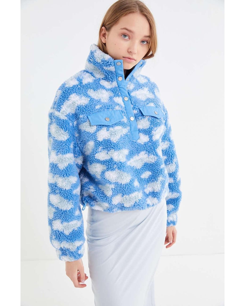 Urban Outfitters Uo Cloud Nine Sherpa Popover Jacket in Blue Lyst