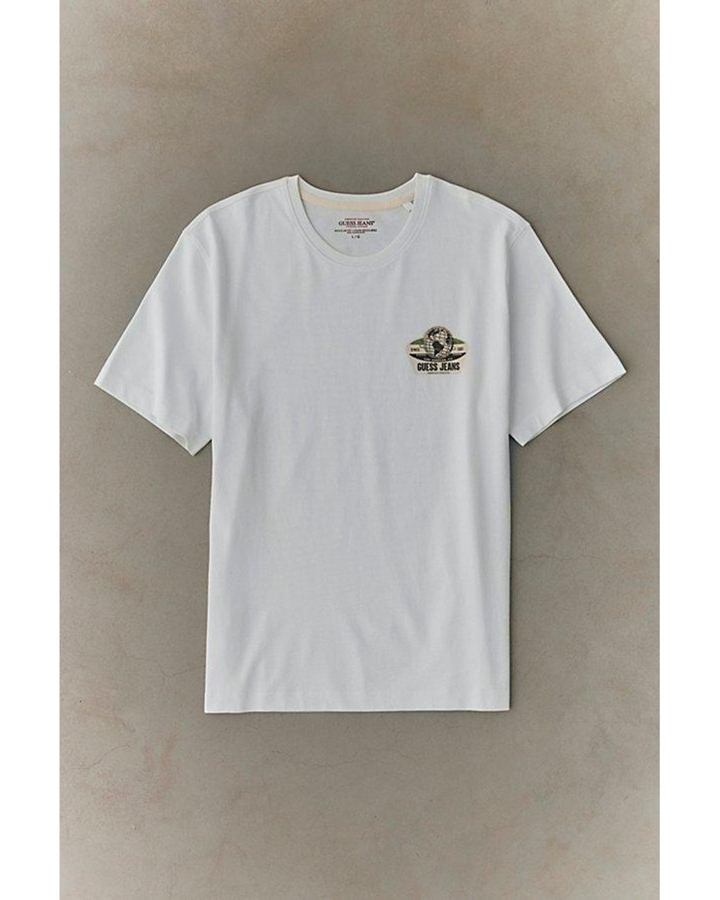Guess Gray Globe Logo Graphic Tee for men