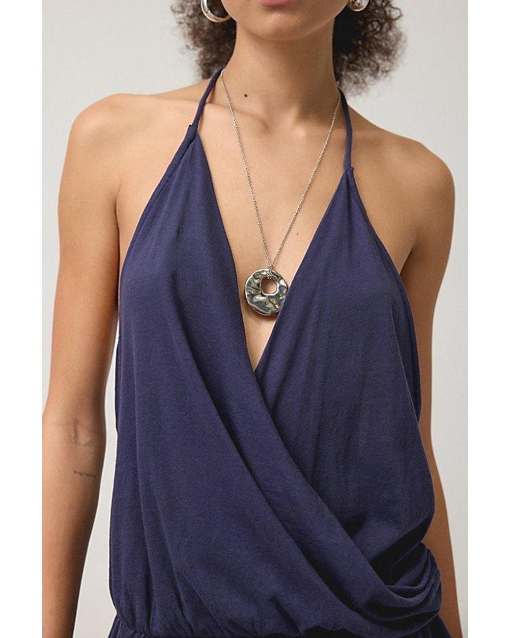 Out From Under Blue Summer Love Plunging Halter Romper