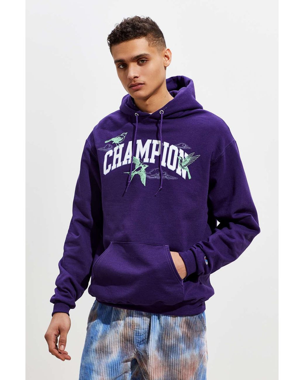 Champion Champion Uo Exclusive Colorblock Hoodie Sweatshirt in Purple for  Men