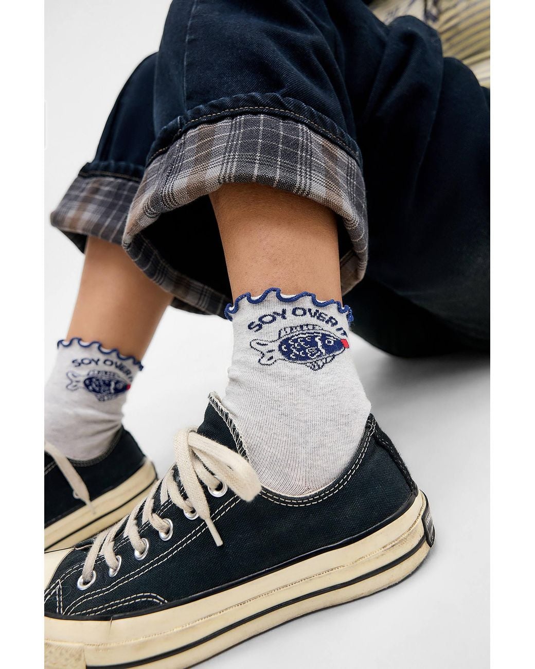 Out From Under Black Soy Fish Frill Socks