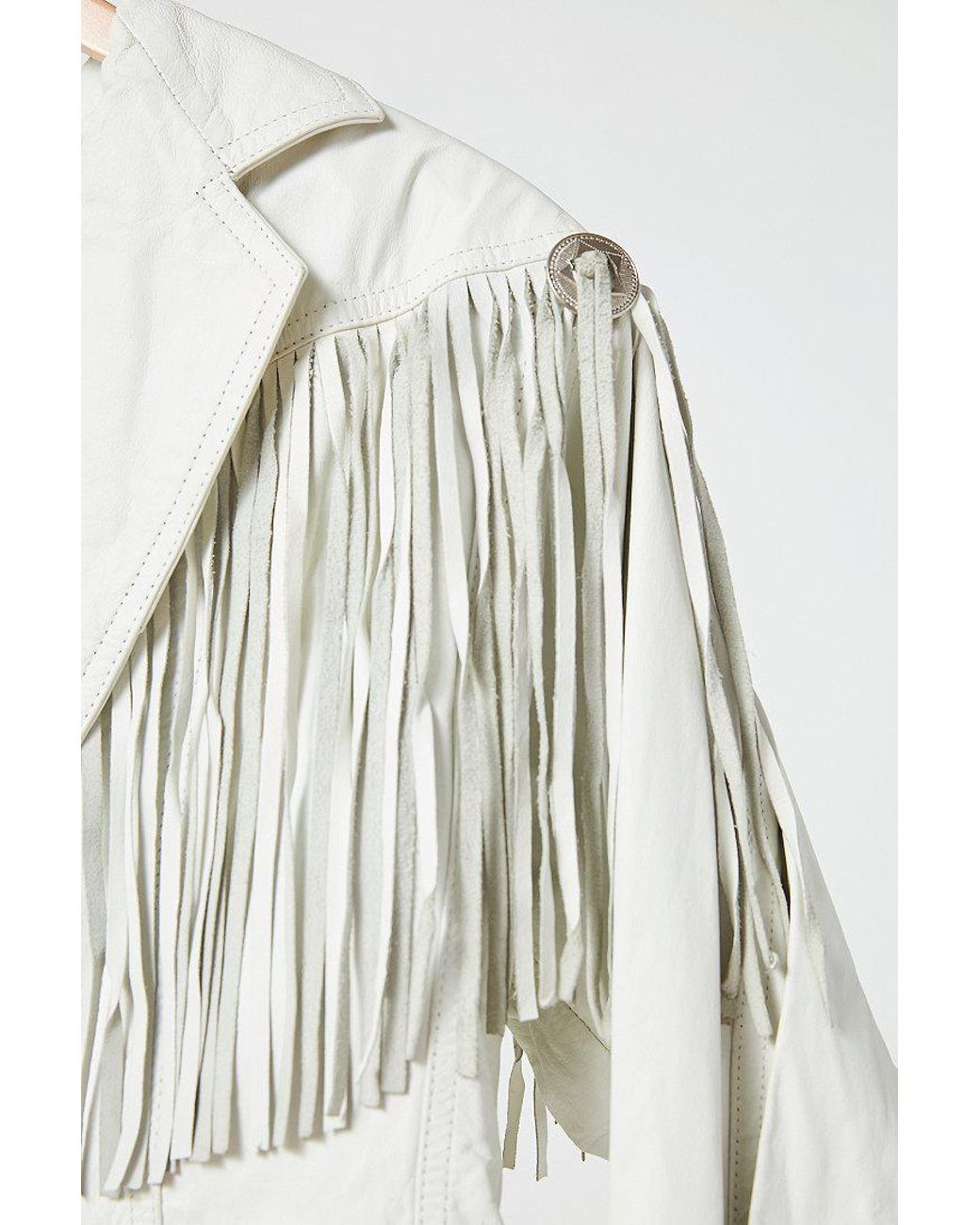 White fringe leather jacket clearance