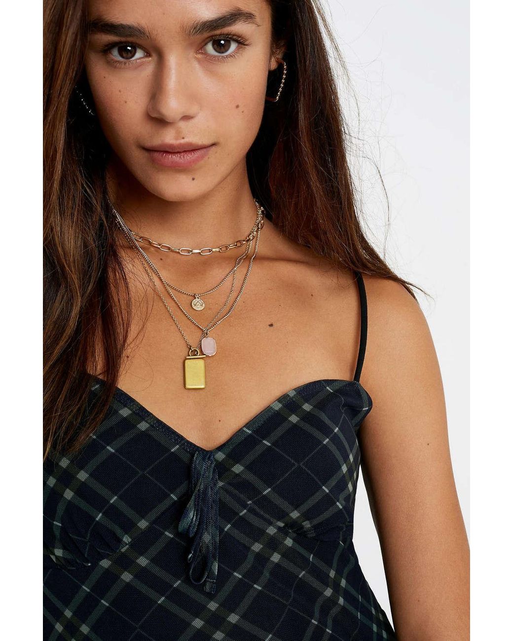Urban Outfitters Uo Elodie Green Check Mini Dress in Blue | Lyst