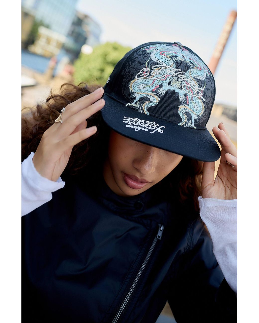 Ed Hardy Blue Battle Dragon Flat Cap