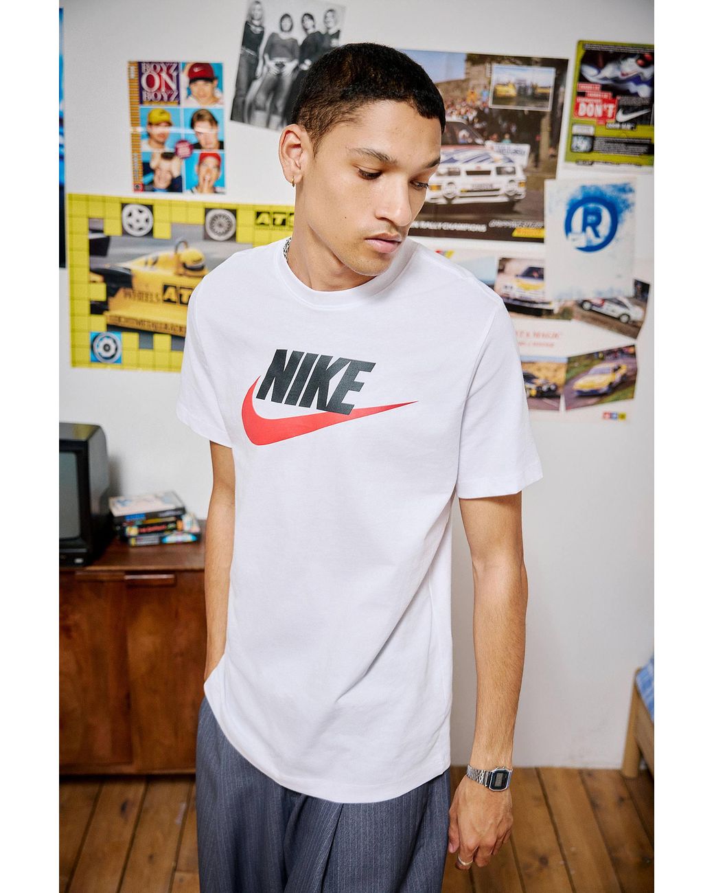 Nike White Sportswear Icon Futura Graphic Tee for men