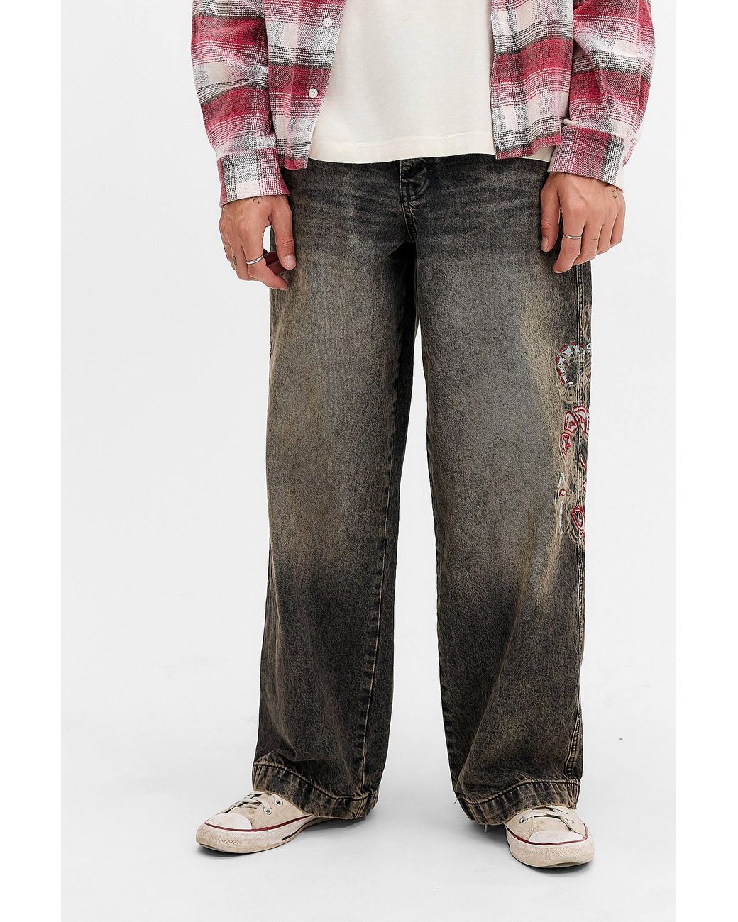 BDG Gray Neo Tint Embroidered Scorpion Jeans for men