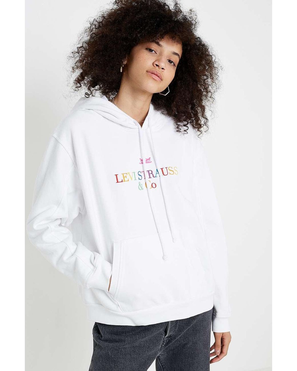 Levi's Unbasic Rainbow Logo Hoodie in White | Lyst UK