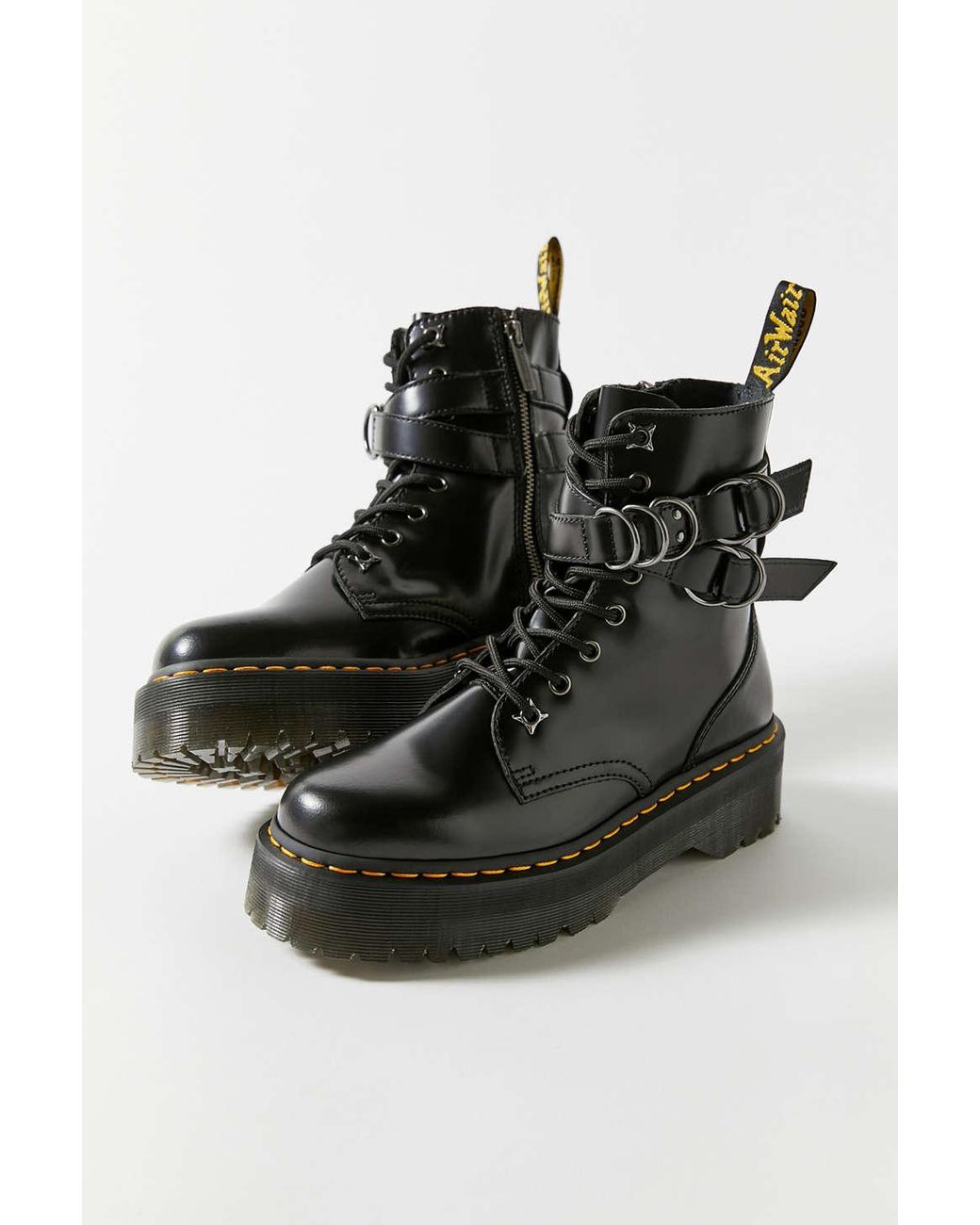 Jadon hardware leather platform boots Clearance