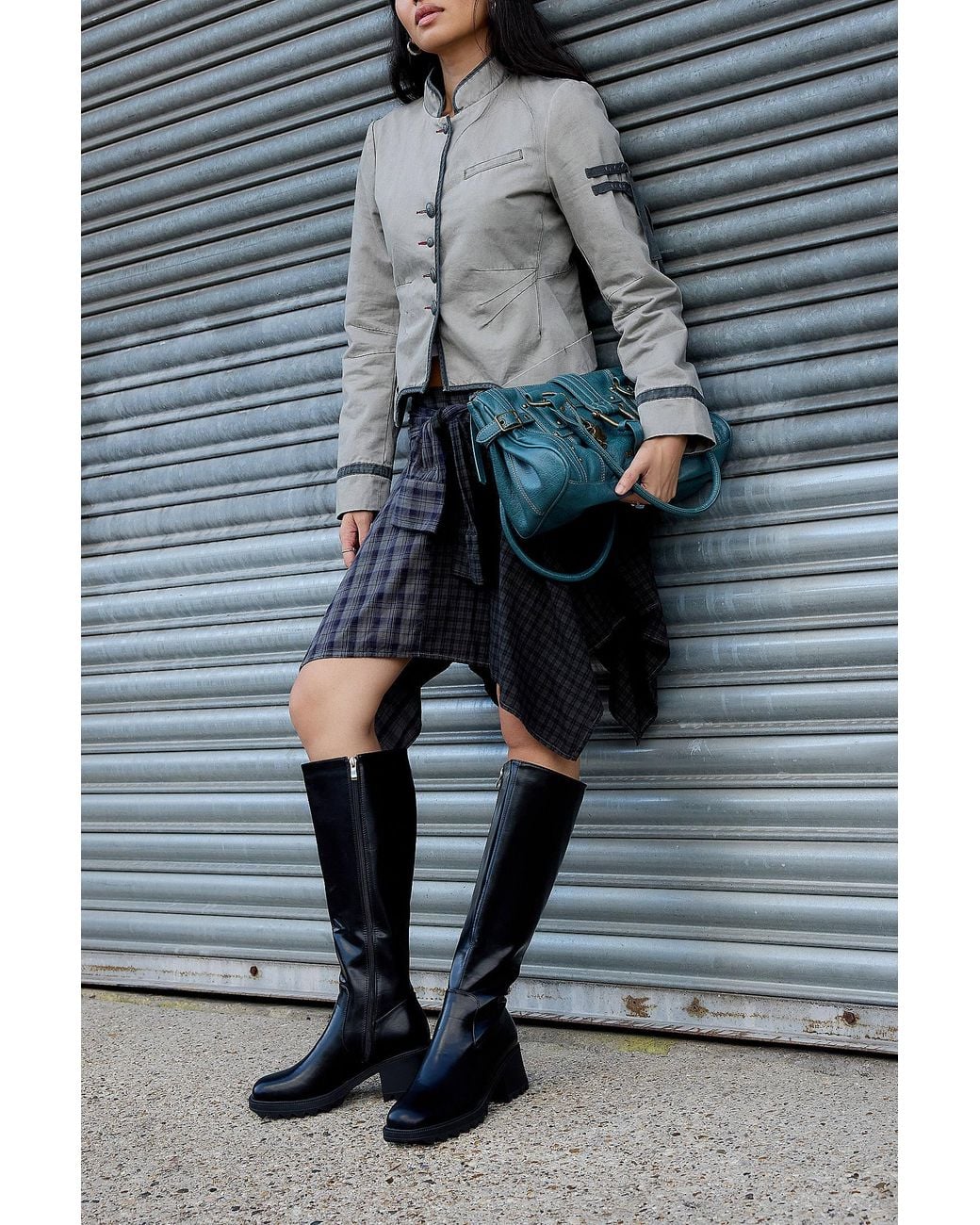 Raid Gray Black Shaya Knee-high Boots