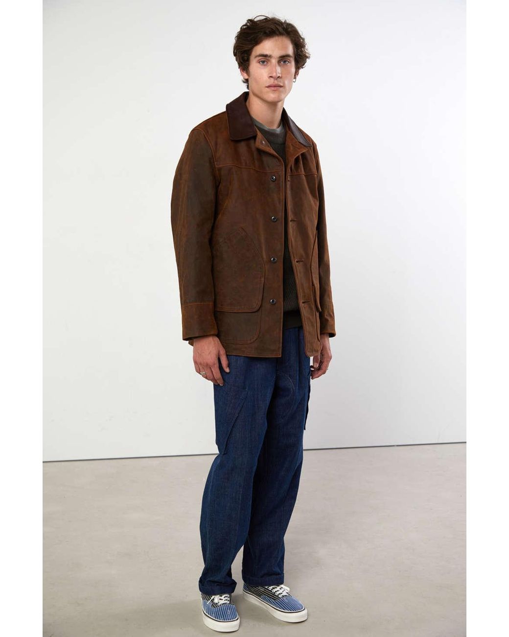 Men's nubuck clearance leather barn coat