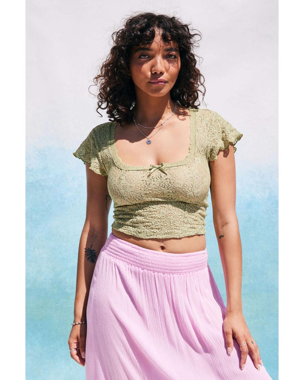 Urban Outfitters Uo Aida Lace Corset Top in Green Lyst Canada
