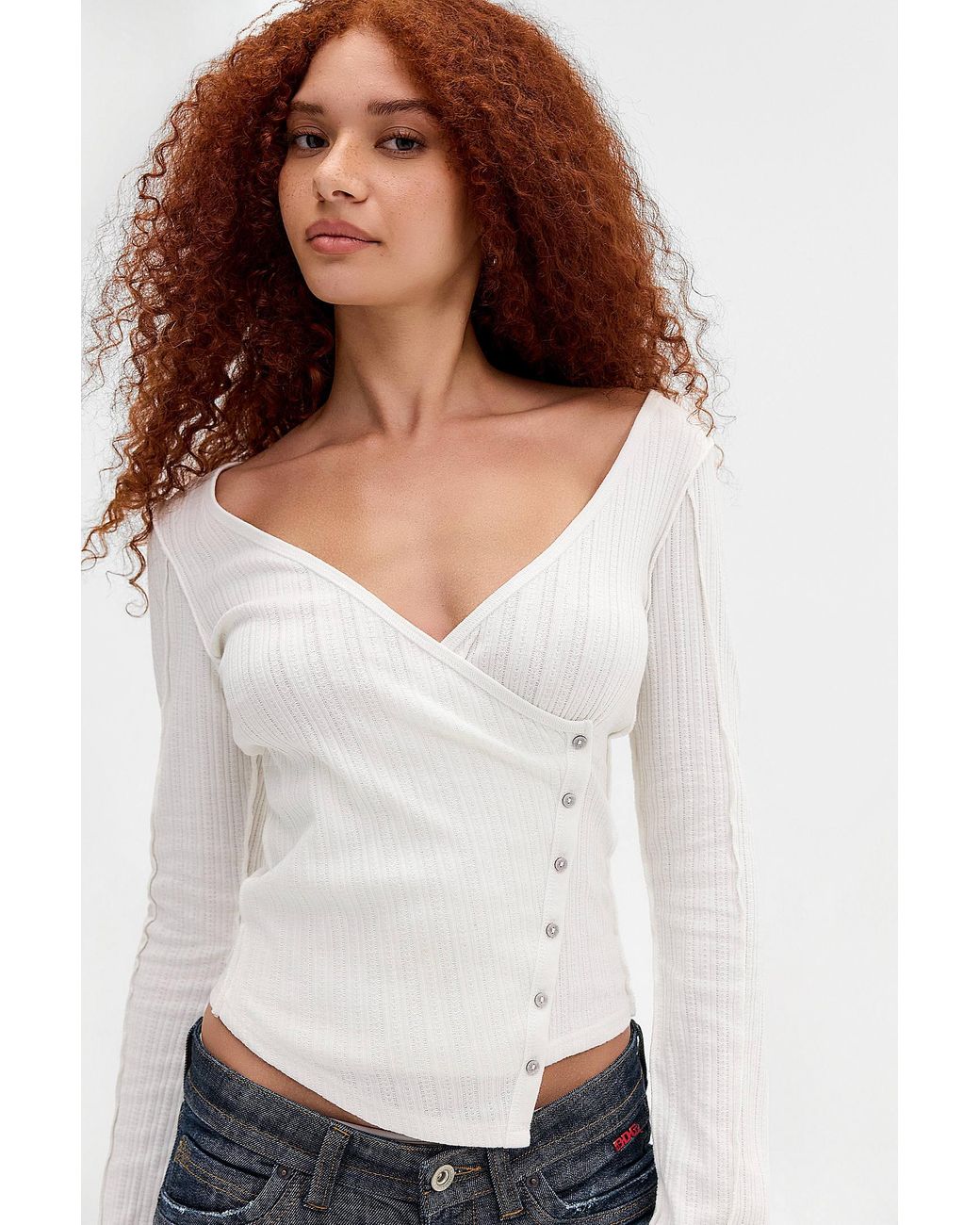 Silence + Noise White Silence + Noise Nixon Asymmetric Button-through Cardigan