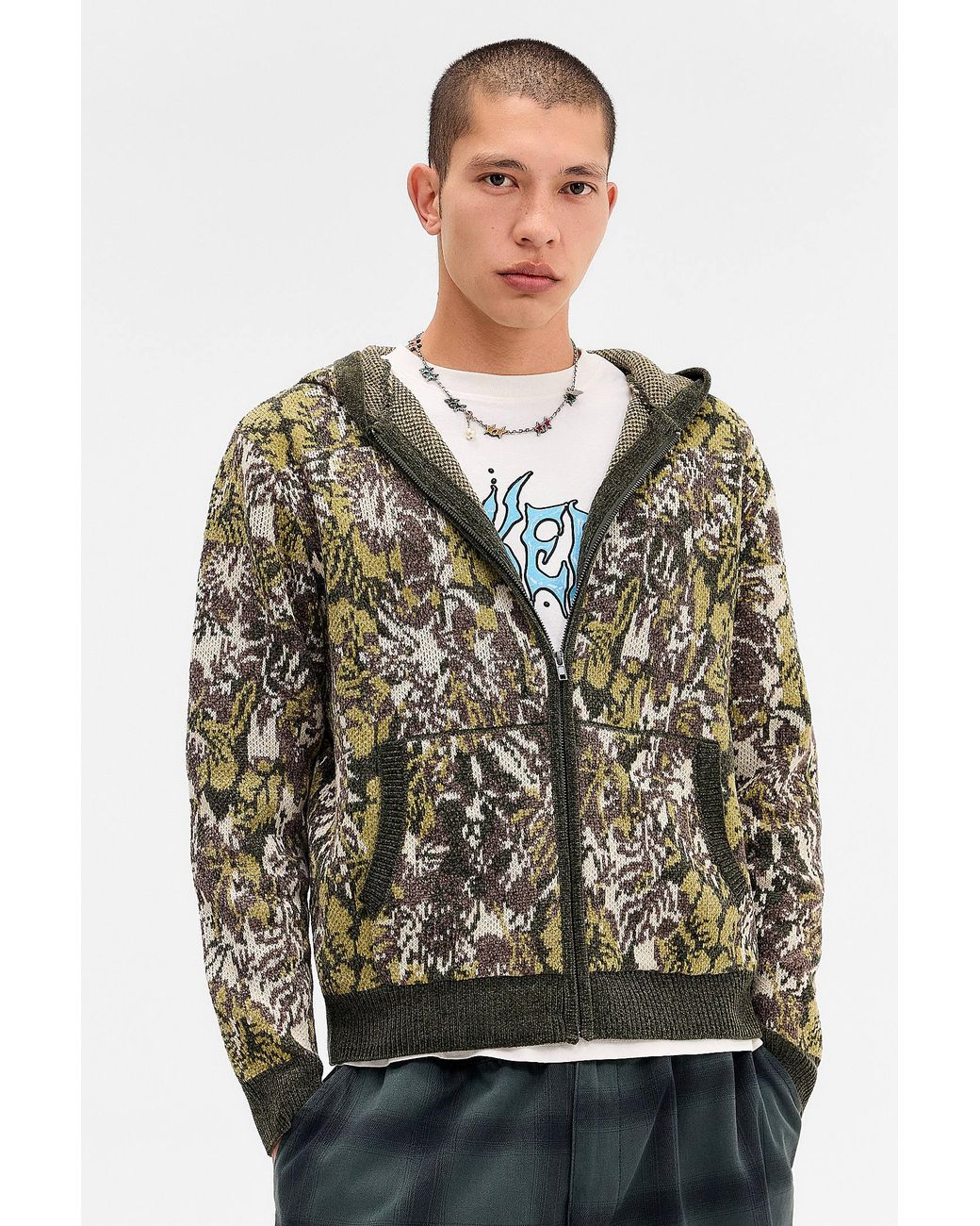 Urban Outfitters Gray Uo Hibiscus Chenille Hoodie for men