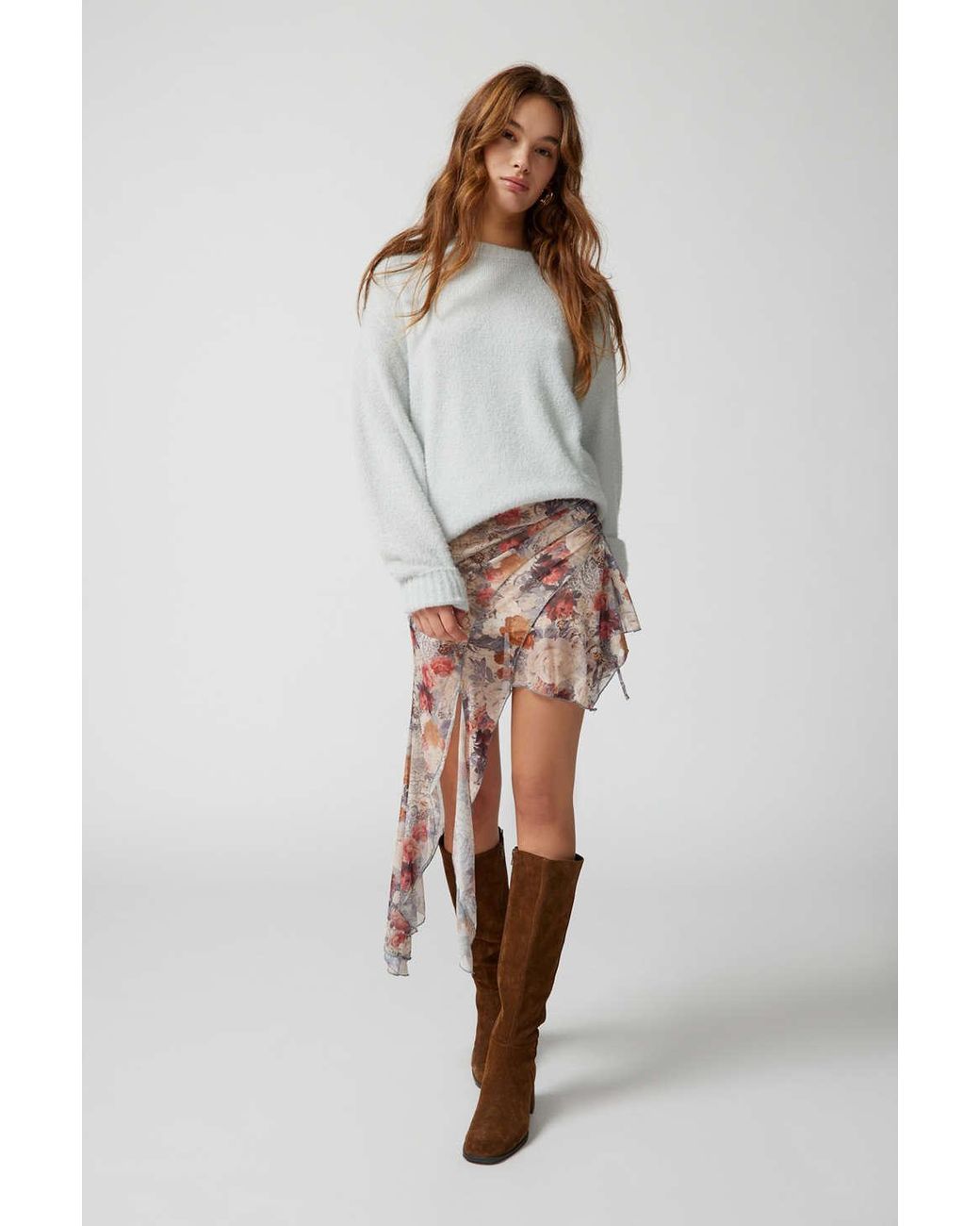 Urban Outfitters Uo Charlie Mesh Asymmetrical Mini Skirt | Lyst