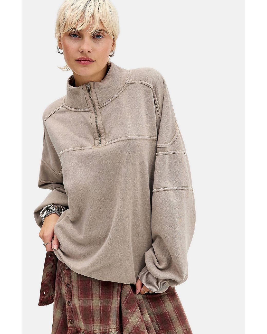 BDG Natural Legacy Quarter Zip Panelled Fleece