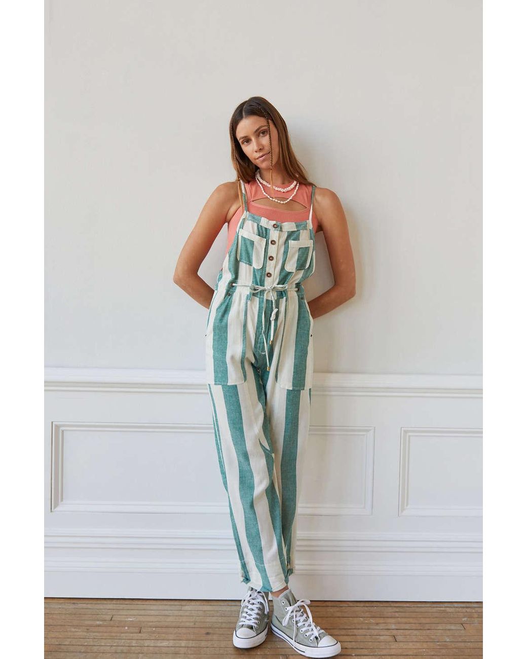 Urban Outfitters Uo Bailey Linen Overall in Green Lyst