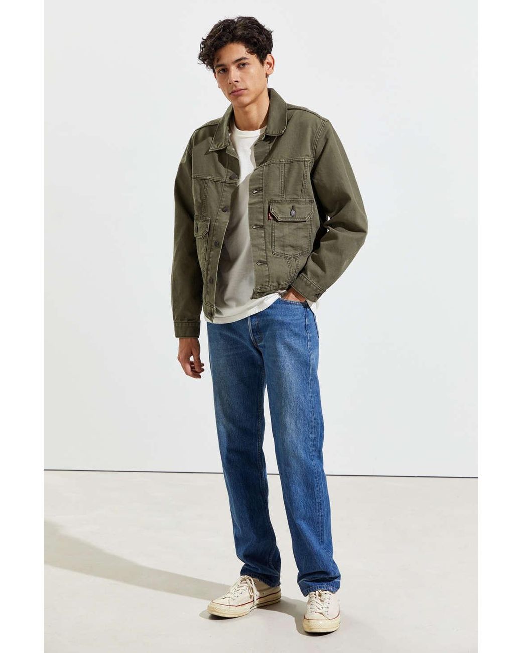 Levi's Olive Night Ironic Denim Trucker Jacket in Green for Men | Lyst