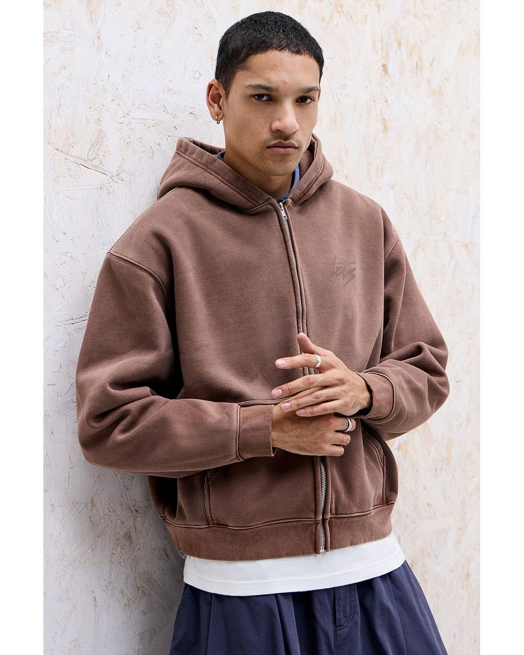 iets frans Brown Script Zip-through Hoodie for men