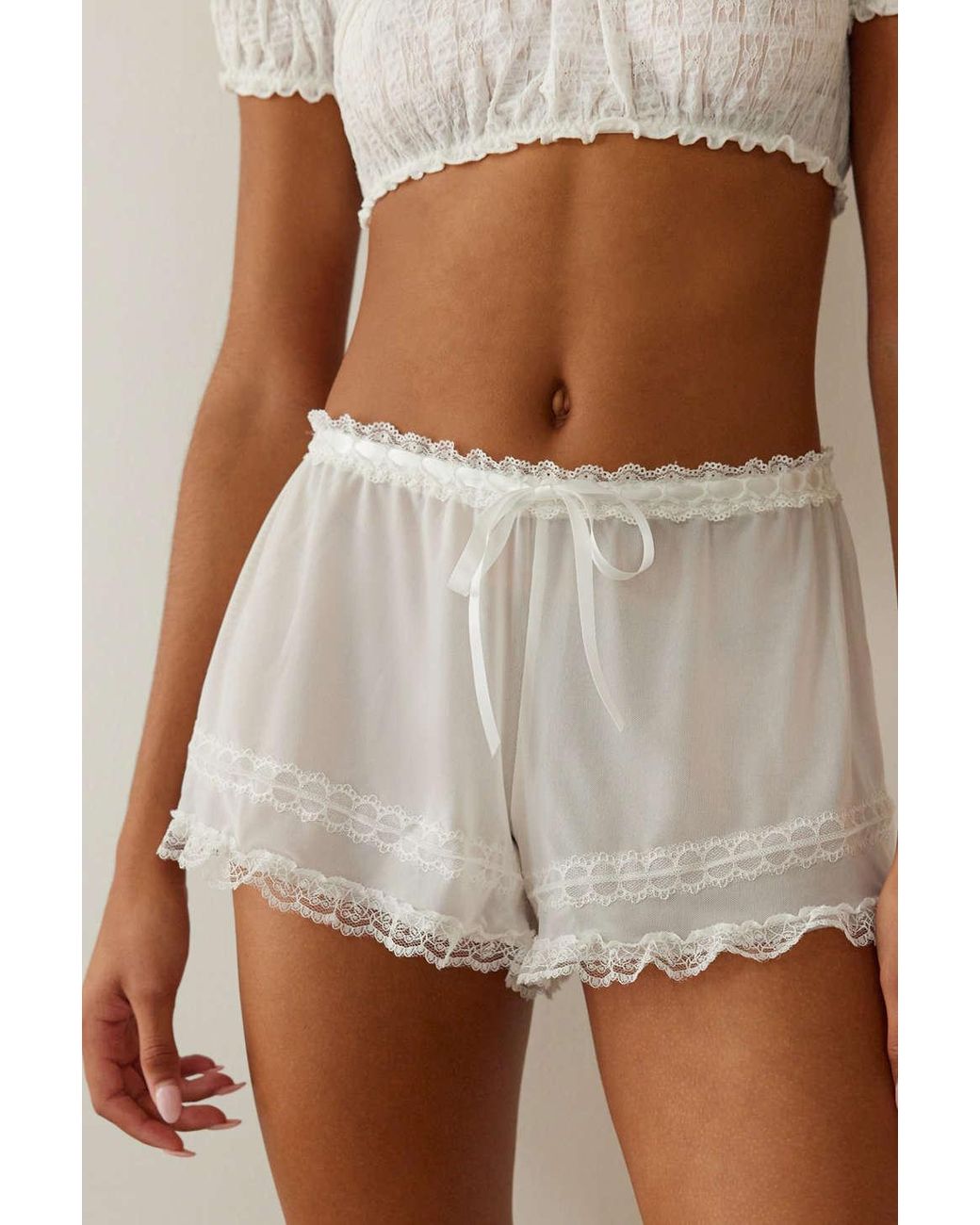 Out From Under Jadore Lace-trim Short In Ivory,at Urban Outfitters in