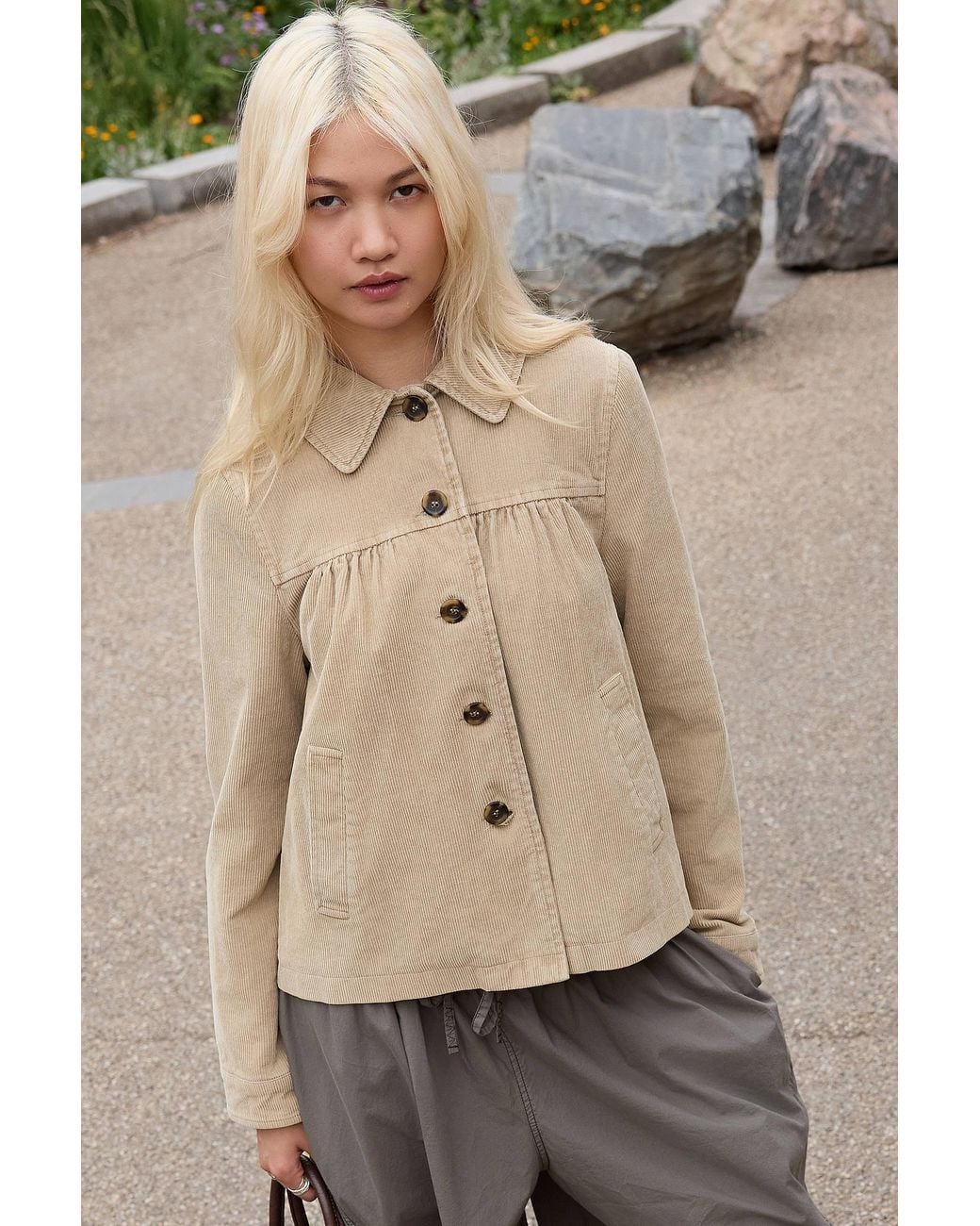 BDG Natural Corduroy Pea Coat Jacket