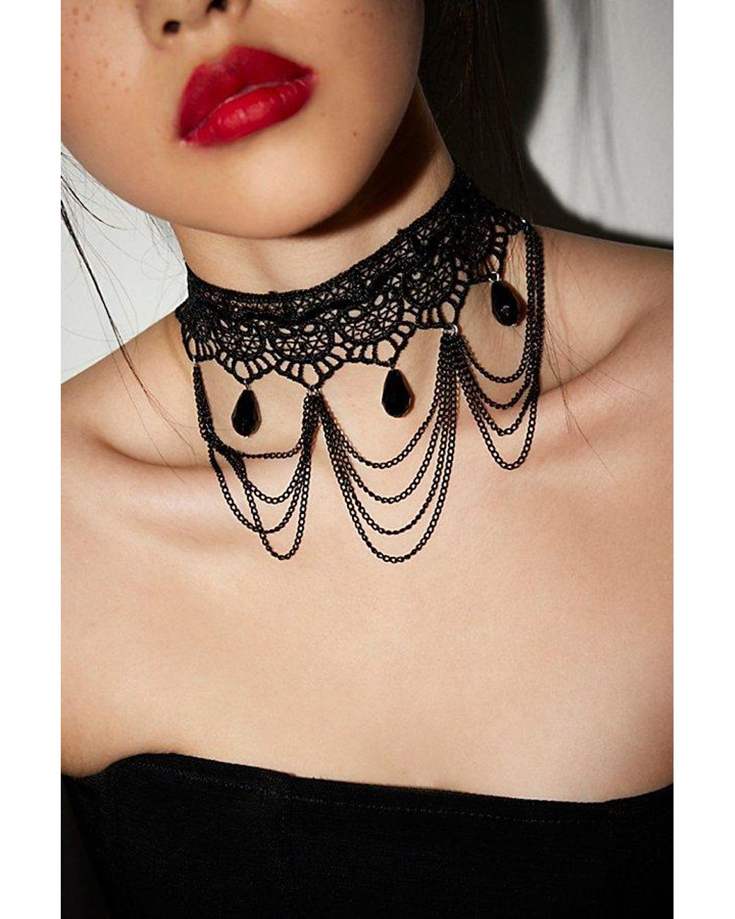 Urban Outfitters Clarice Drippy Lace Choker Necklace in Black Lyst