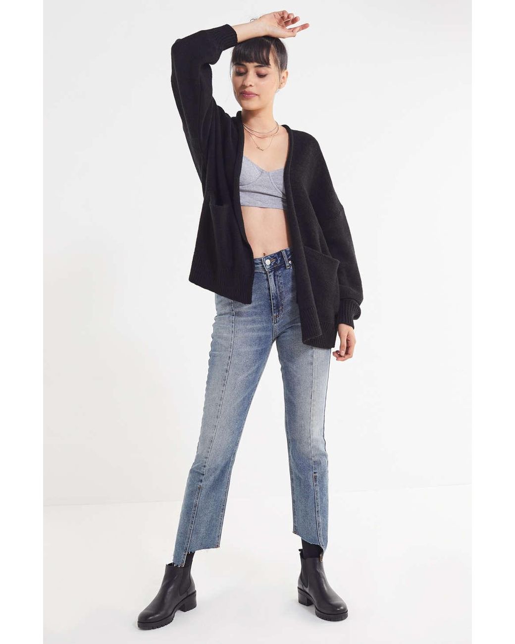 Urban Outfitters Uo Colie Oversized Open-front Cardigan in Black | Lyst