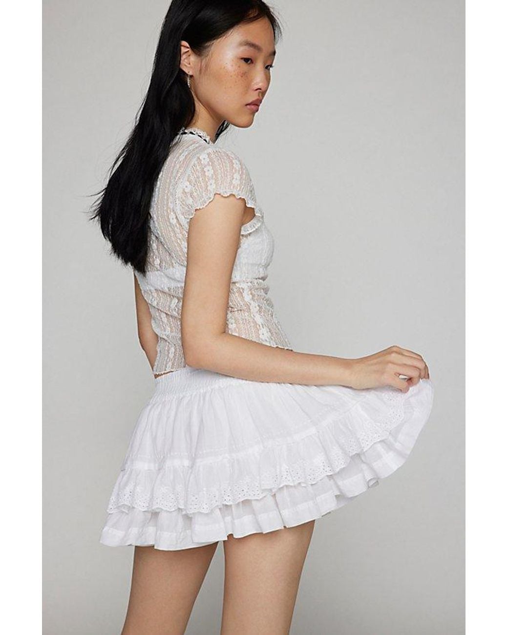 julia tiered ruffle mini dress Kimchi Blue Kimchi Julia Tiered Layered Ruffle Mini Skirt in White