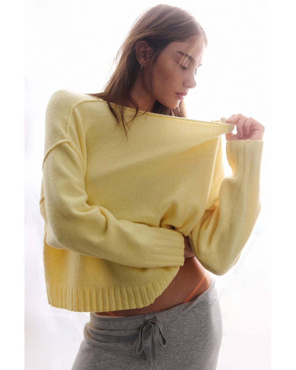 Out From Under Yellow So Soft Off-shoulder Oversized Jumper