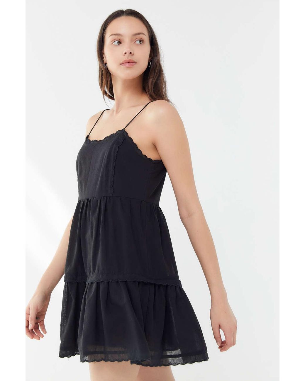 scallop babydoll mini dress