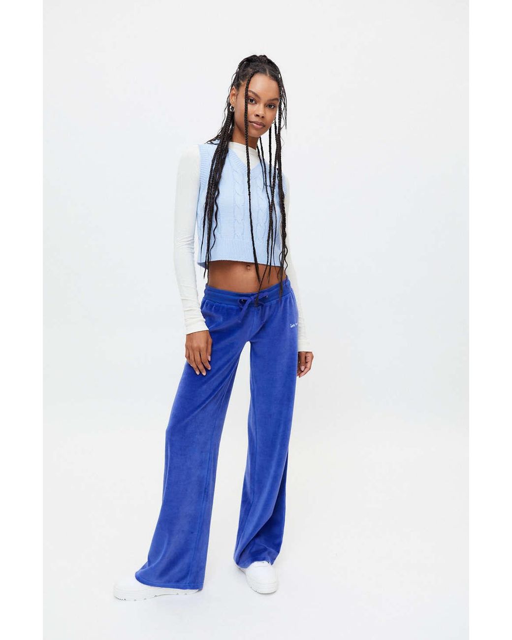 iets frans... Velour Low Rise Track Pant in Blue | Lyst
