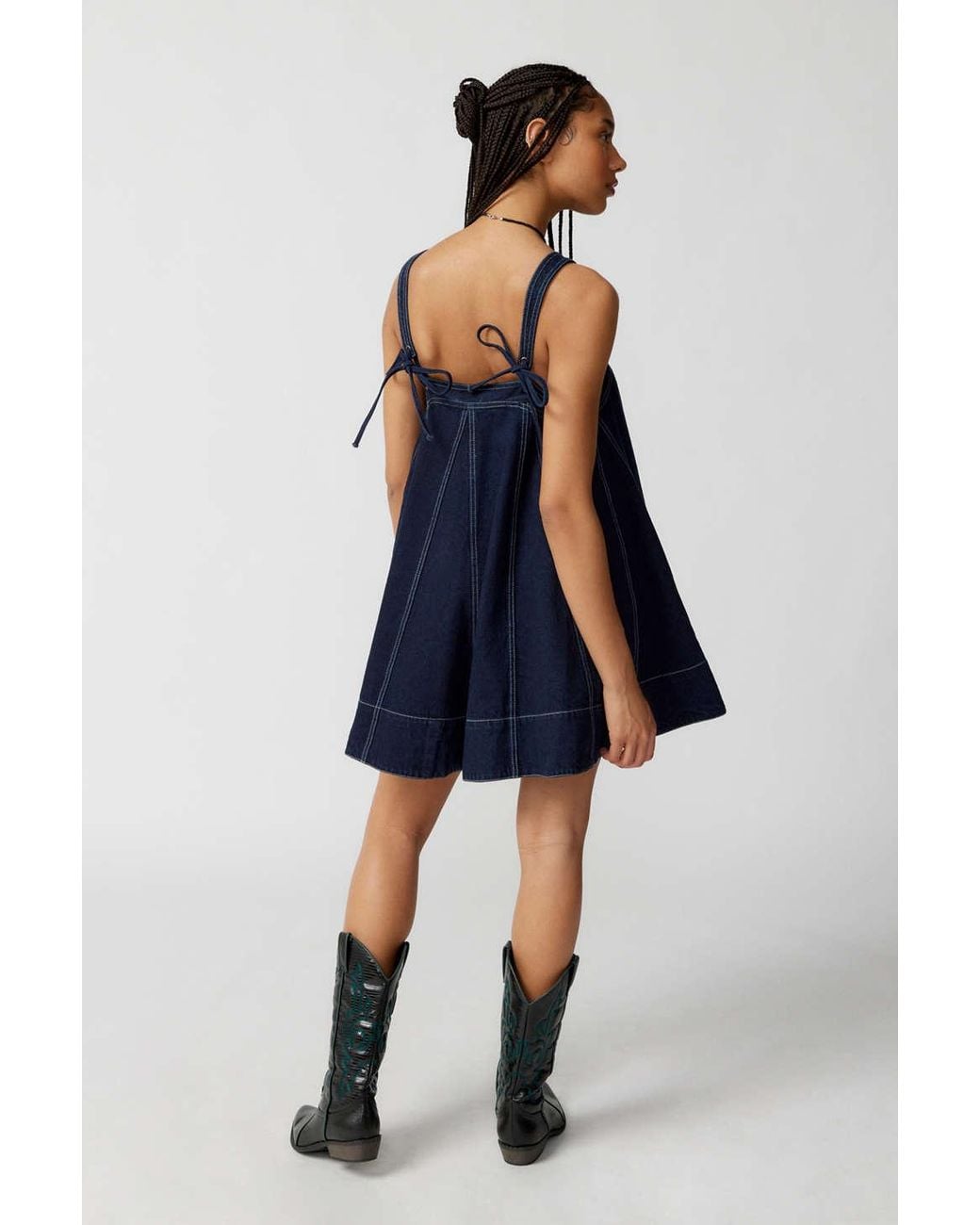 BDG Joelle Denim Shapeless Mini Dress In Indigo,at Urban Outfitters in Blue  | Lyst