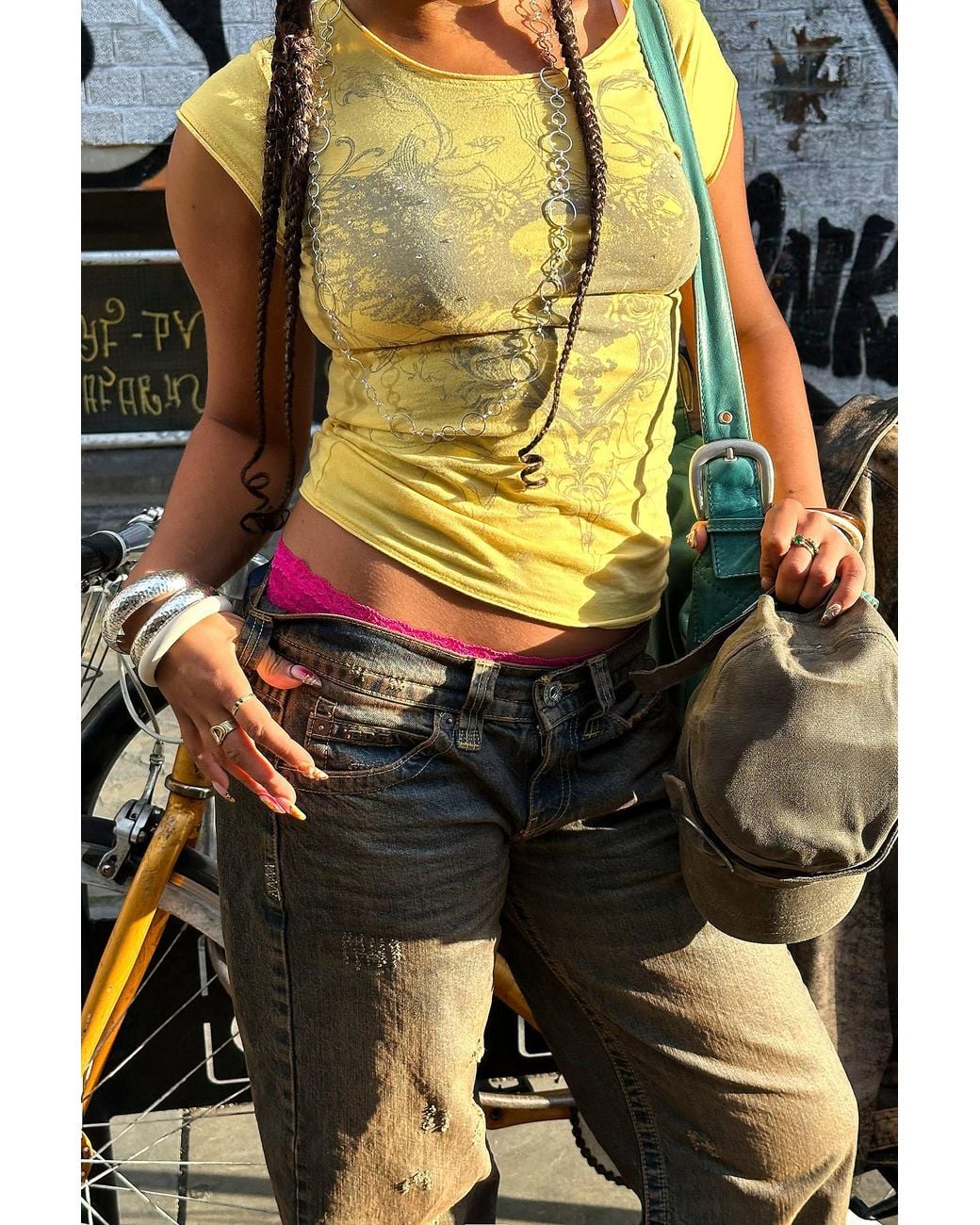 Urban Outfitters Yellow Uo Grunge Skull Print Baby T-shirt