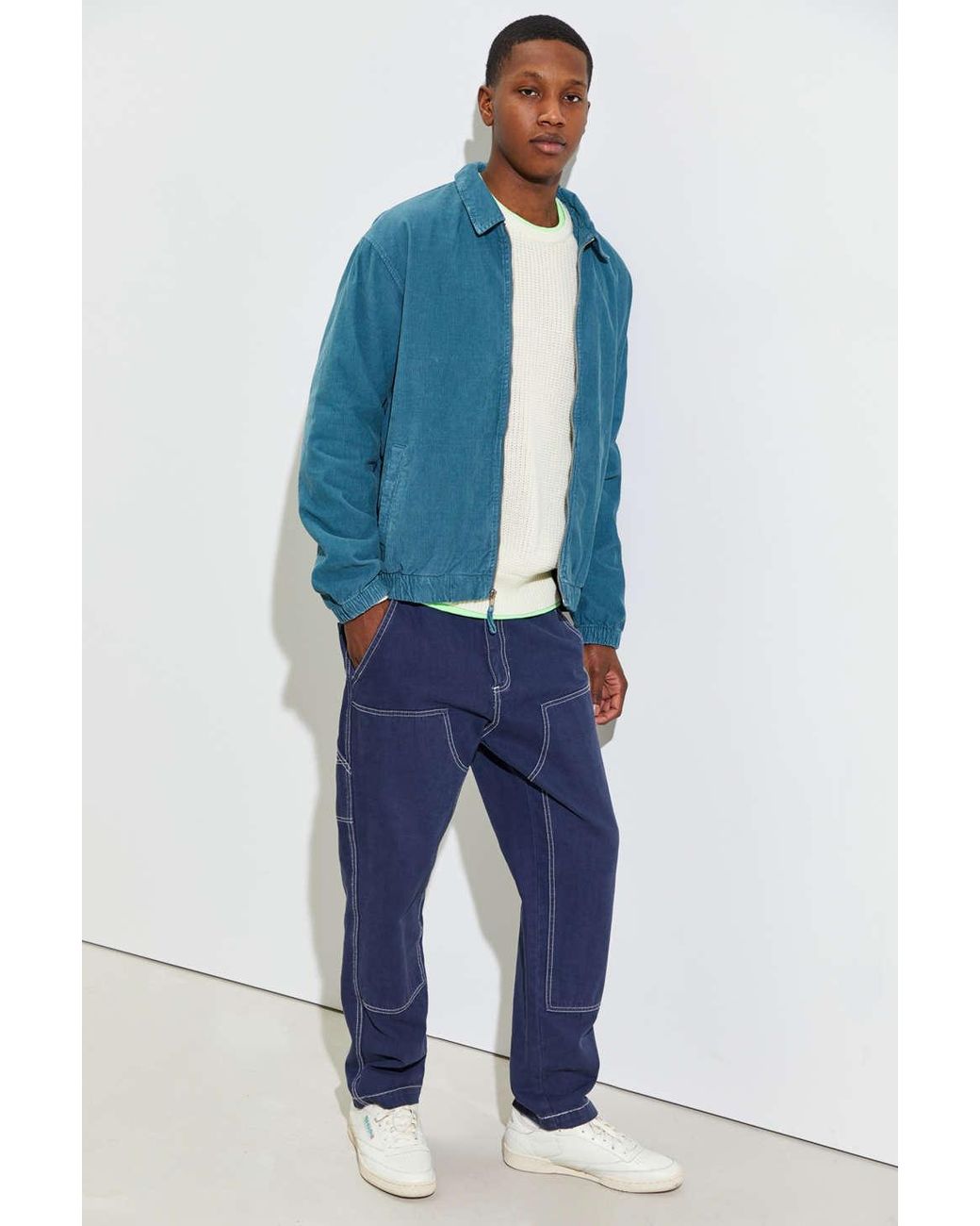 Urban Outfitters Uo Corduroy Harrington Zip-up Jacket in Blue for Men | Lyst