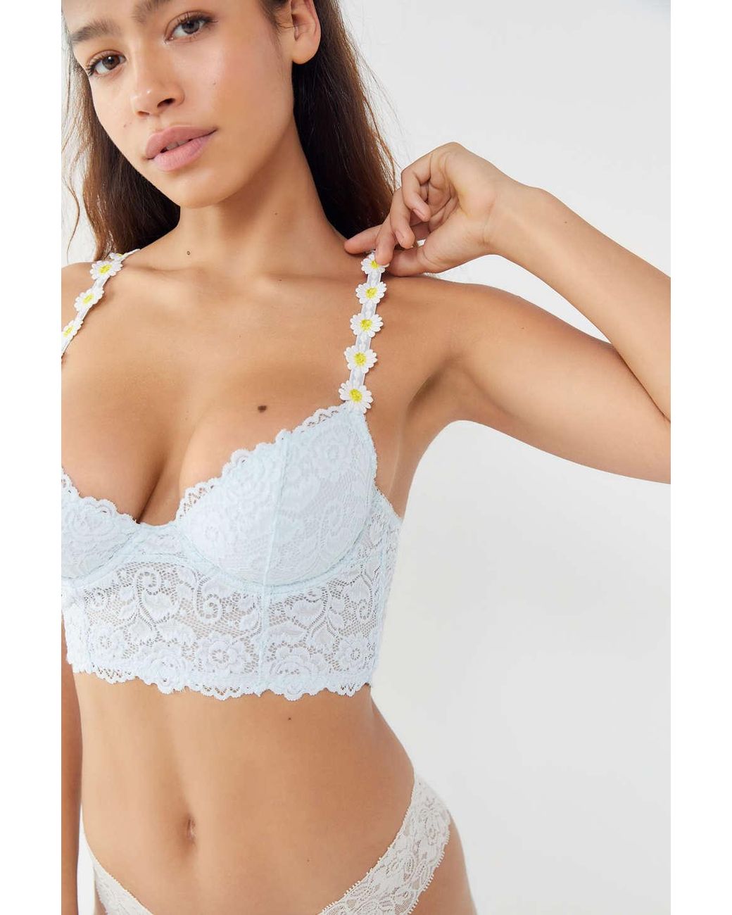 Out From Under Lace Flower-strap Bra Top in Blue | Lyst