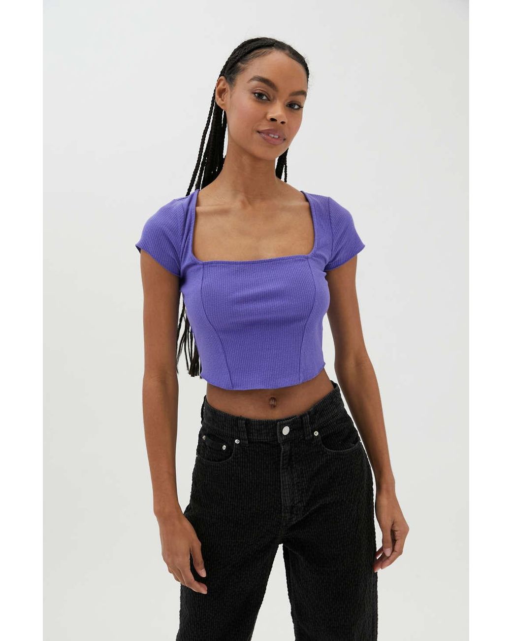 Urban Outfitters Uo Meg Square Neck Top in Purple | Lyst