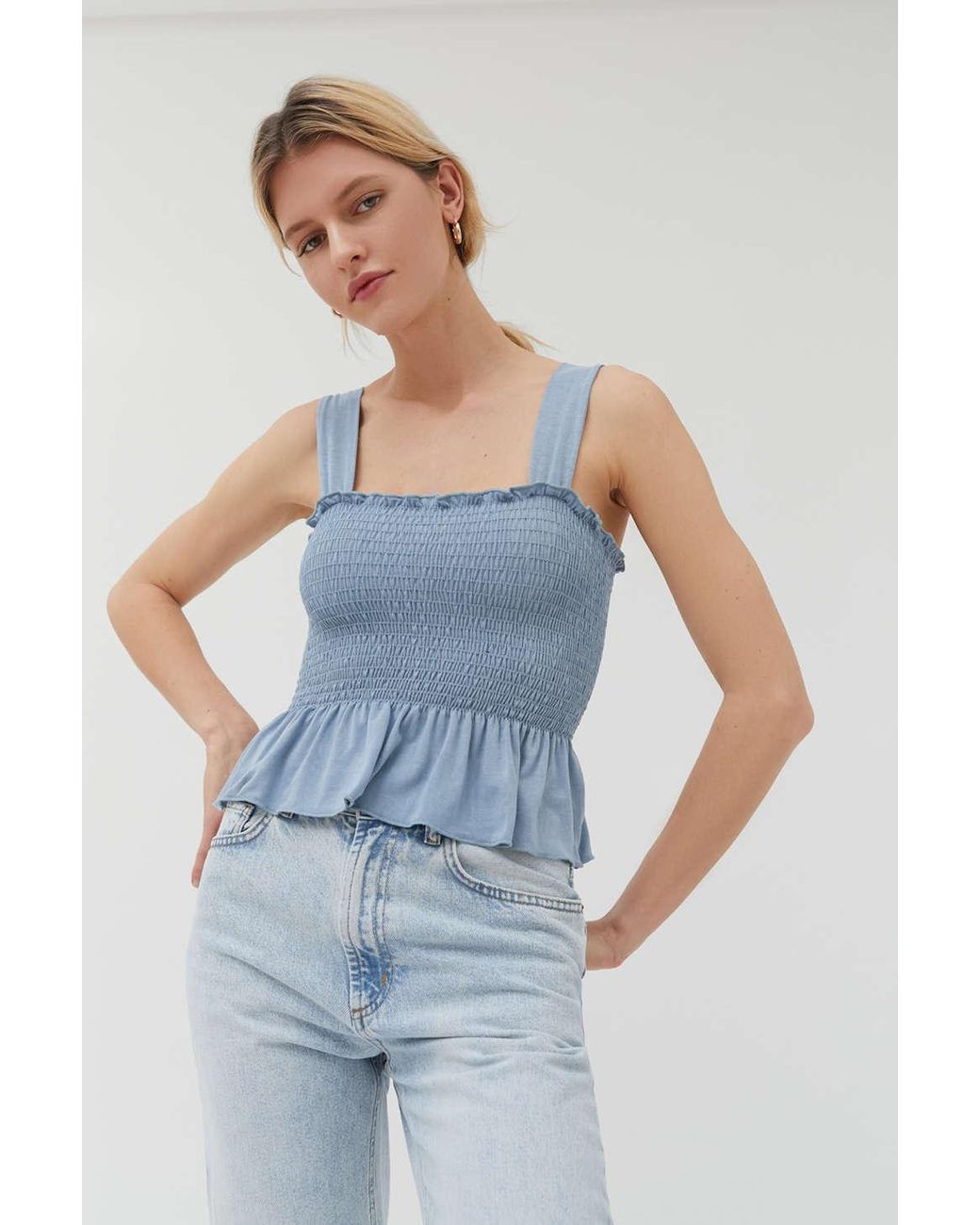 Demi Denim Peplum Top