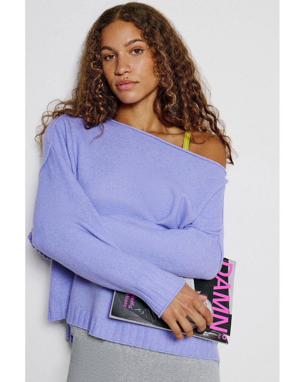 Out From Under Purple So Soft Off-shoulder Oversized Jumper