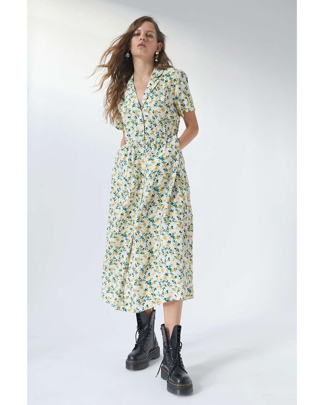 uo pindot midi shirt dress