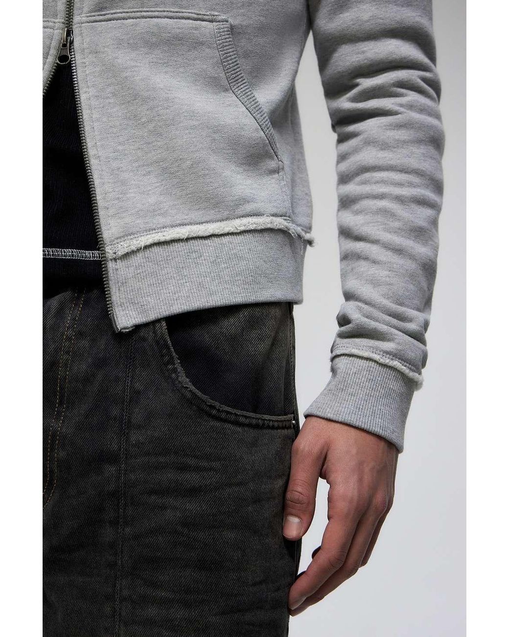 Jaded London Grey Marl Mini Monster Hoodie in Grey for Men