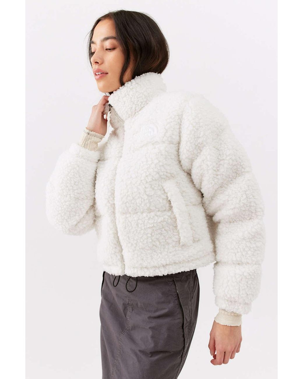 The North Face Nuptse Sherpa Puffer Jacket in White | Lyst