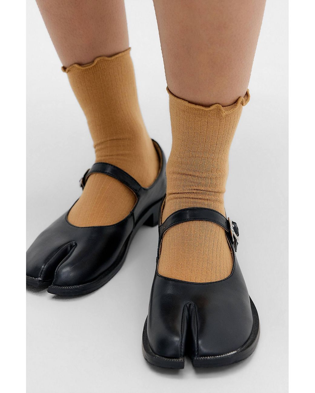 Out From Under Black Tabi Frill Edge Socks