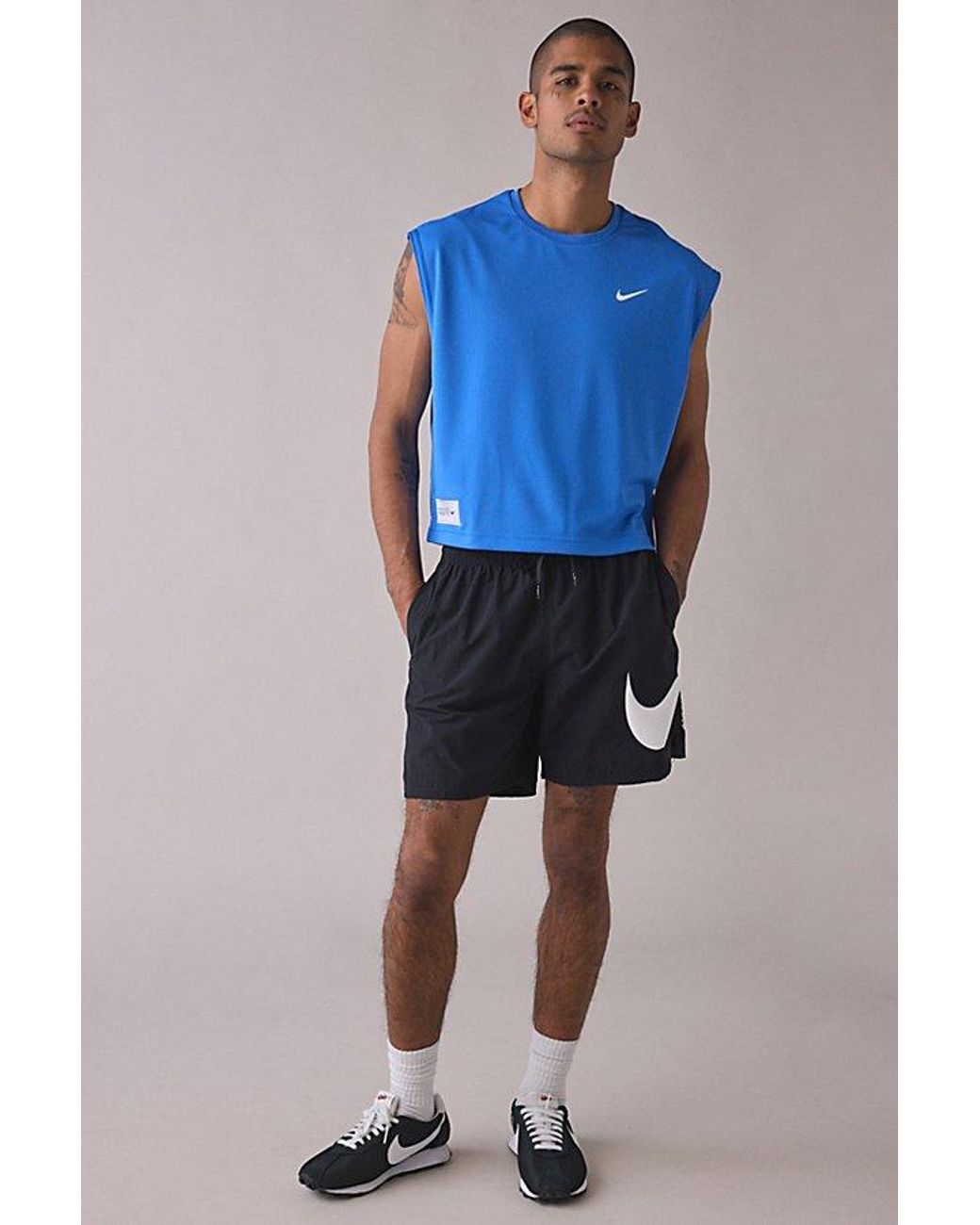 Nike Blue Cropped Mesh Tank Top for men